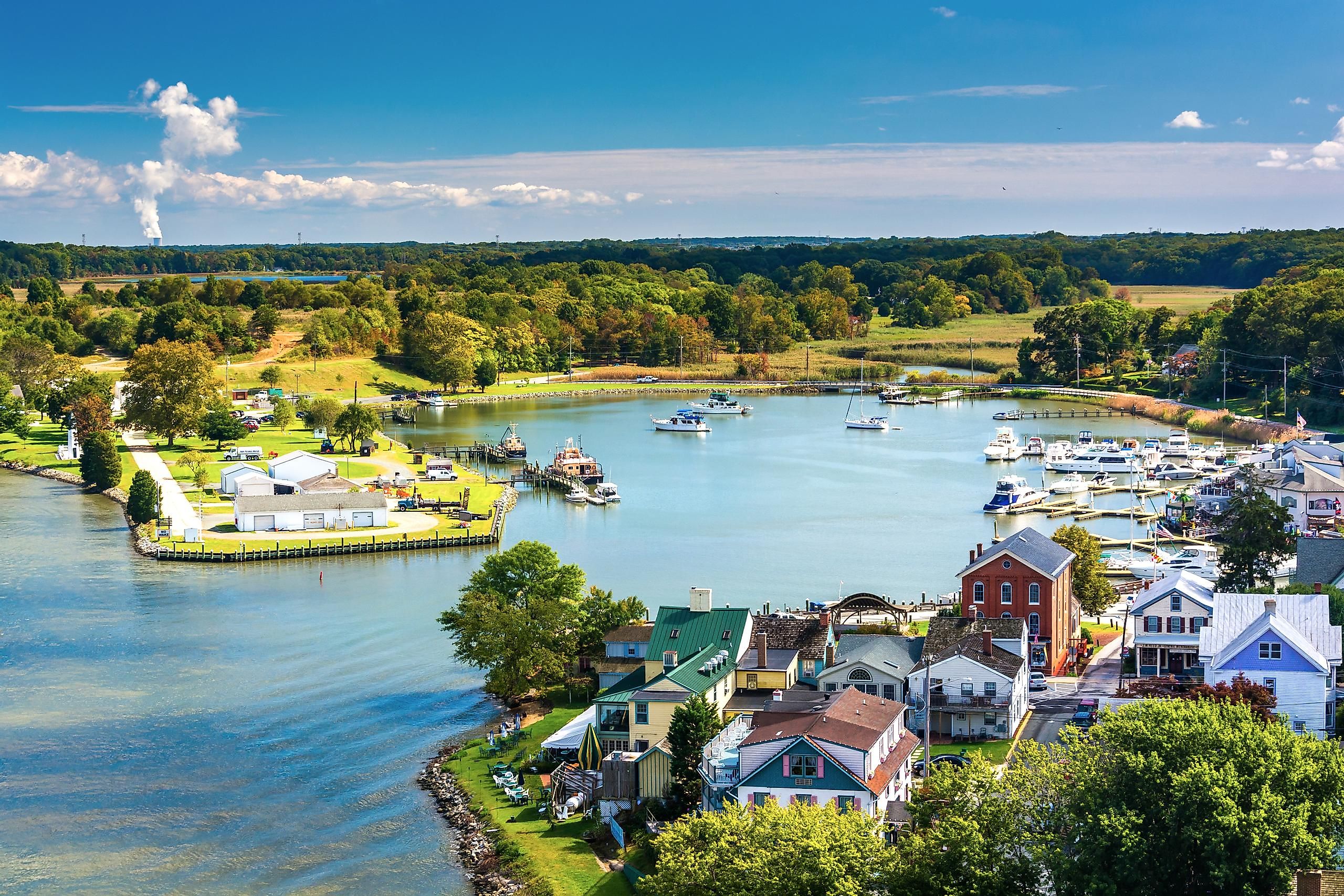 fence & deck contractor in chesapeake - aerial waterfront view of the town